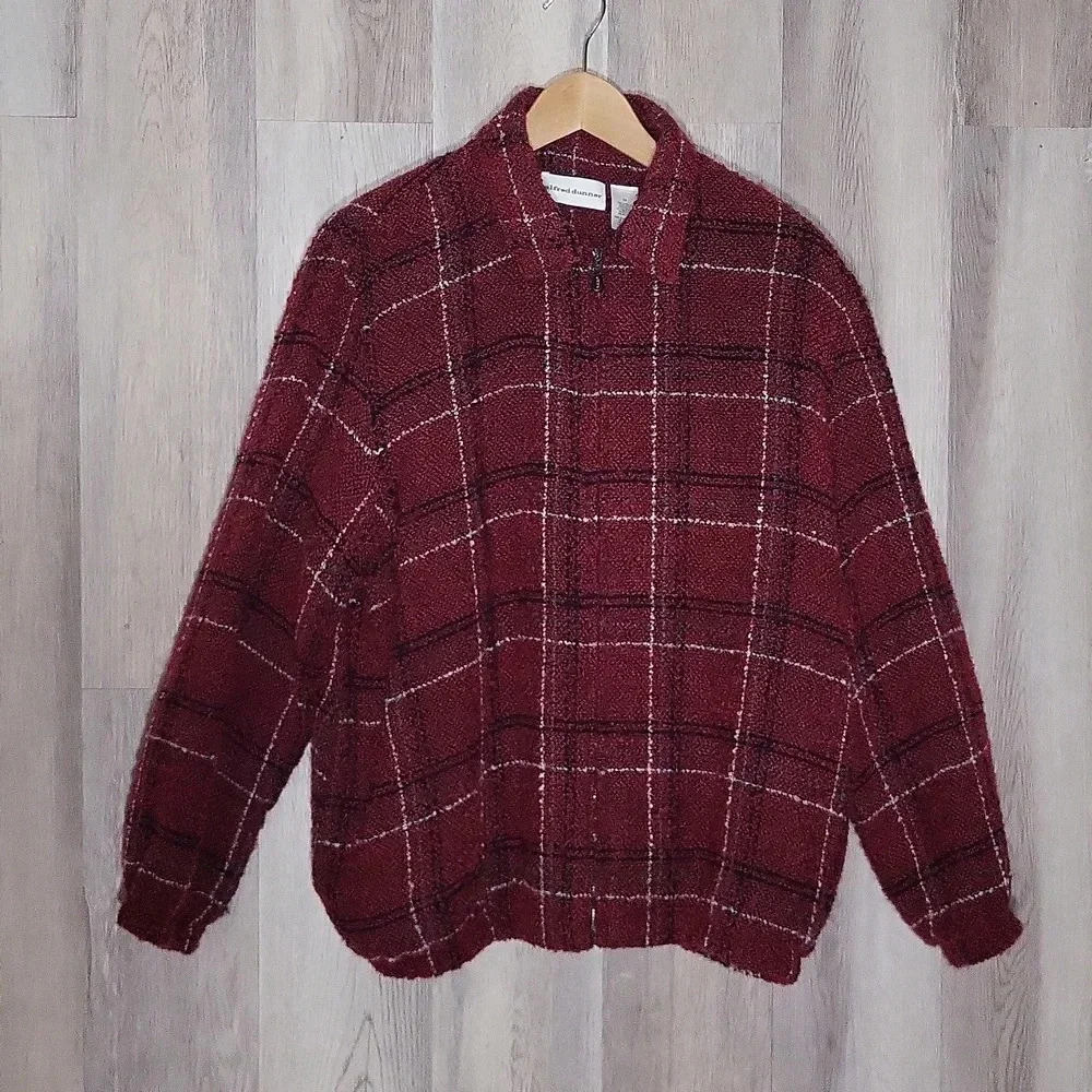Alfred Dunner Vintage Plaid Boucle Lined Lightweight Jacket‎ Womens 14